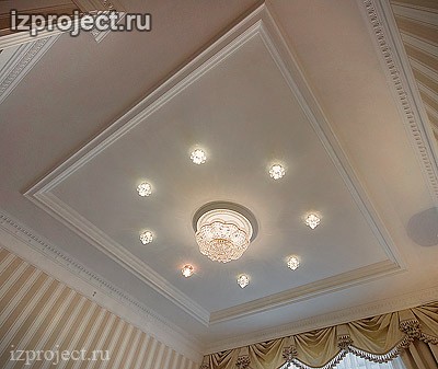 Фото потолка спальни в классическом стиле.