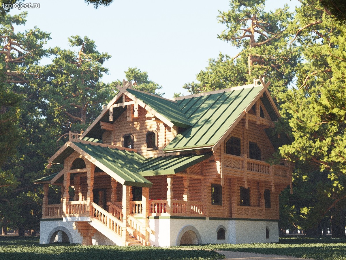 Проект деревянного дома в русском стиле. Архитектор Илья Сибиряков.