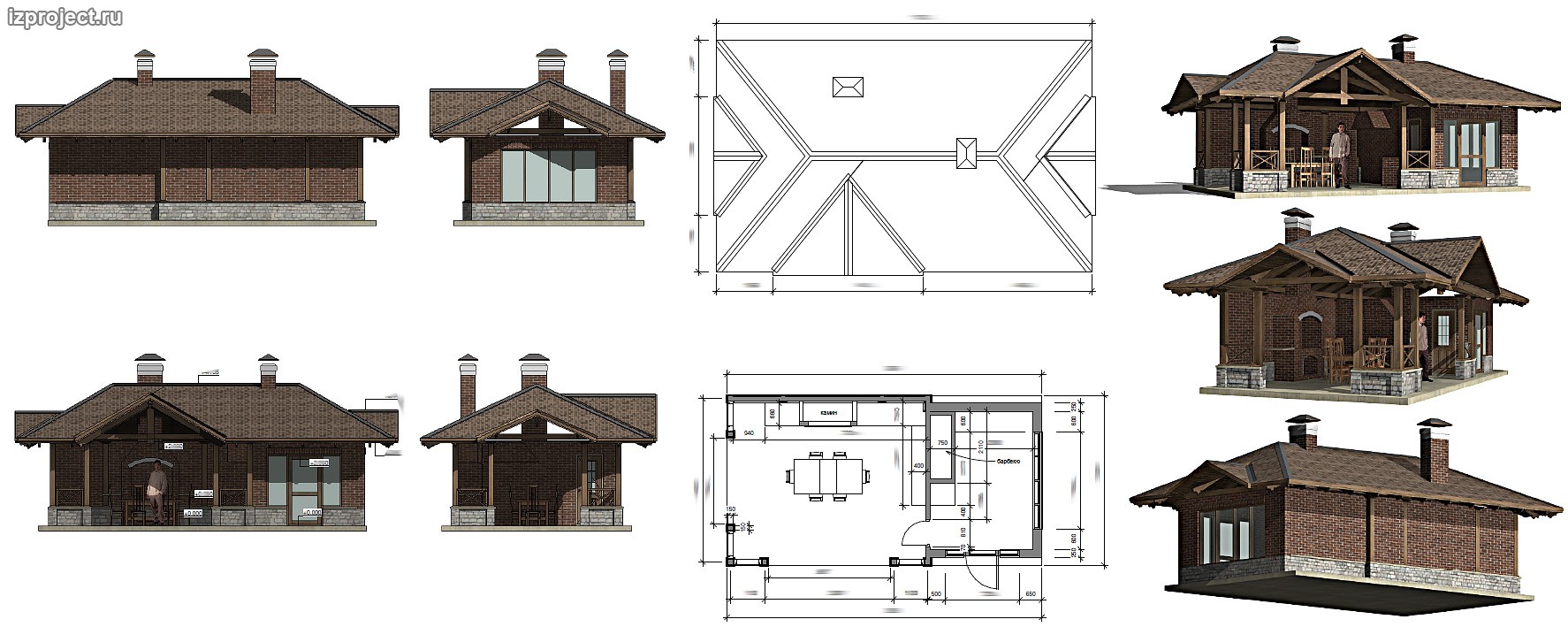 Проект беседки с барбекю чертежи